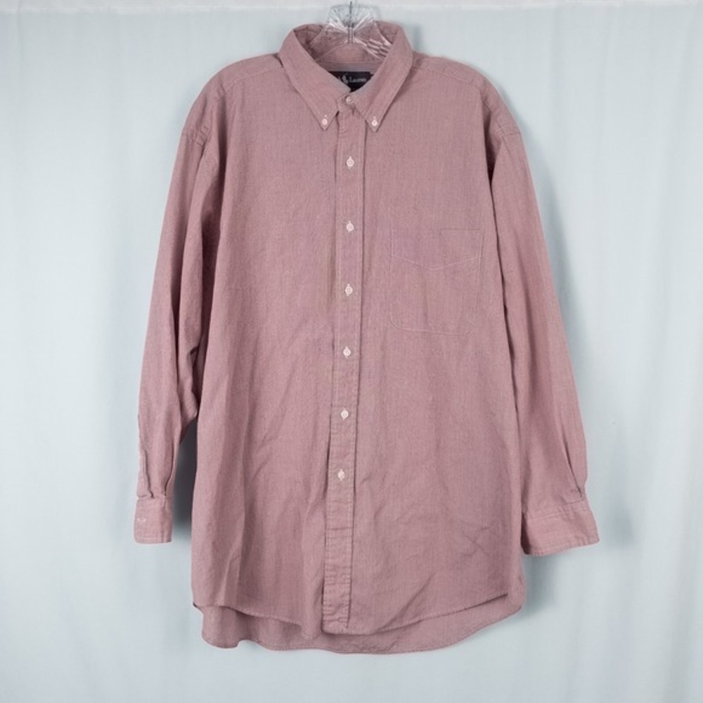 Ralph Lauren Yarmouth Cotton Button Down Shirt Mens 17.5 32/33 Red Micro Check